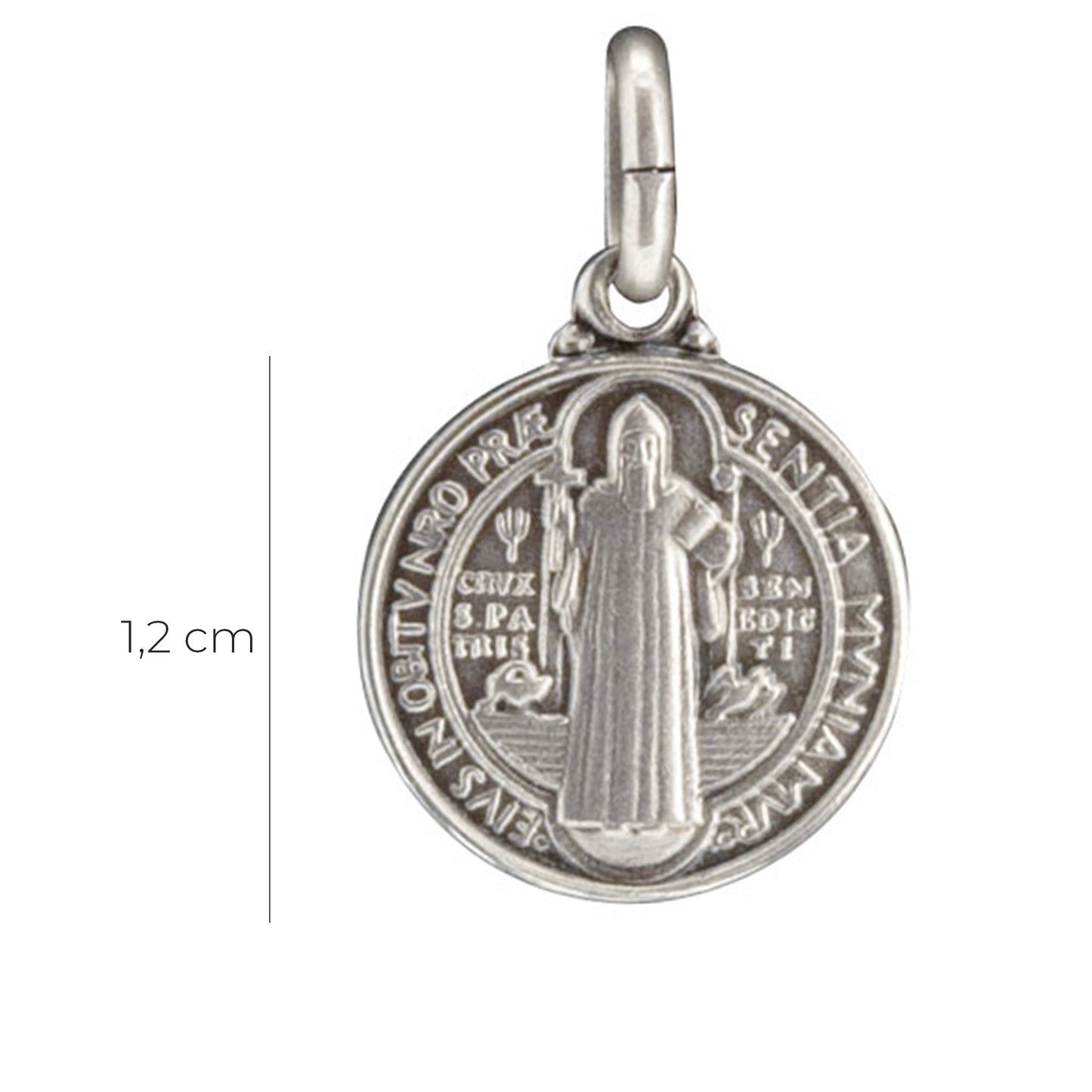Medaglia San Benedetto in argento 925. Diametro 1,2 cm