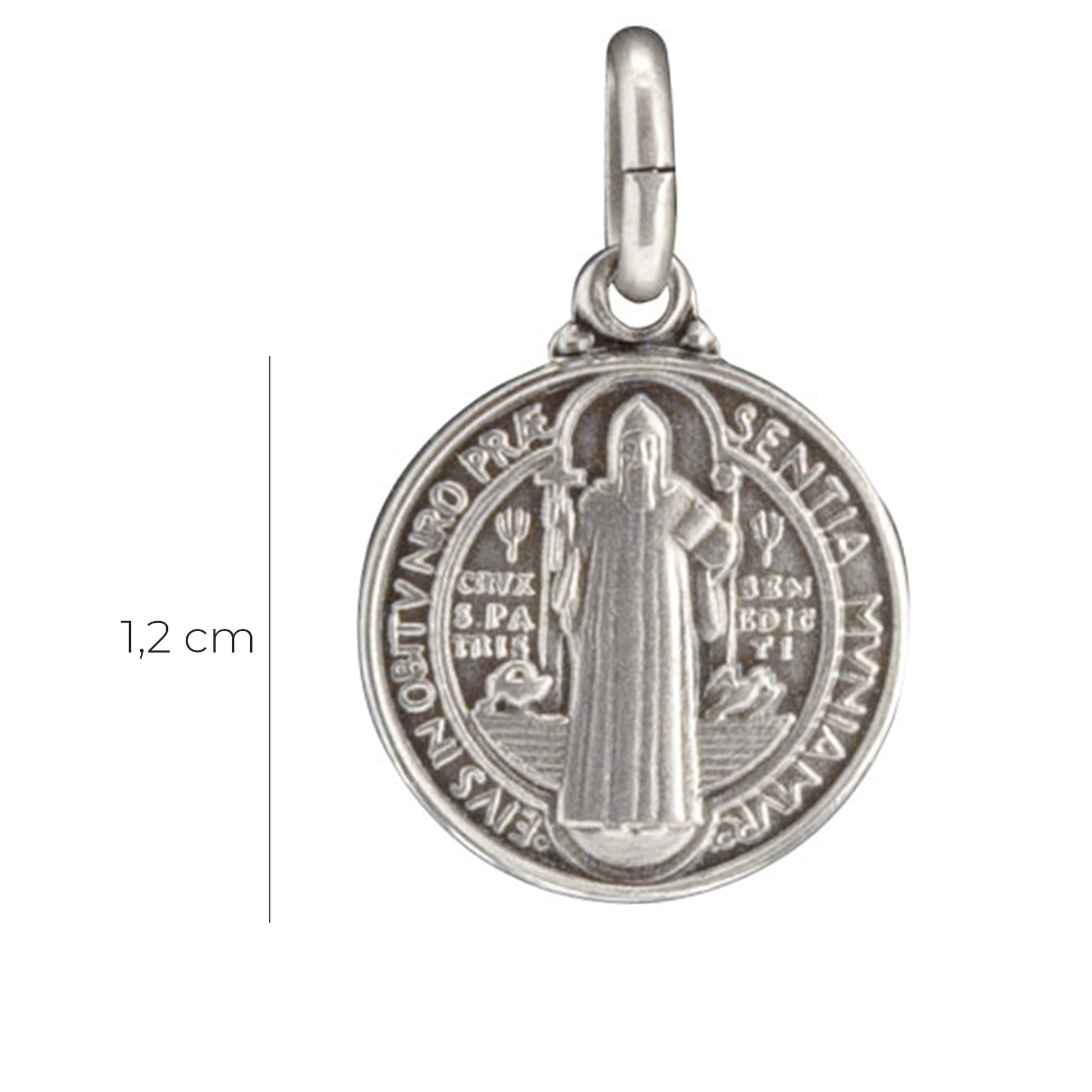 Medaglia San Benedetto in argento 925. Diametro 1,2 cm