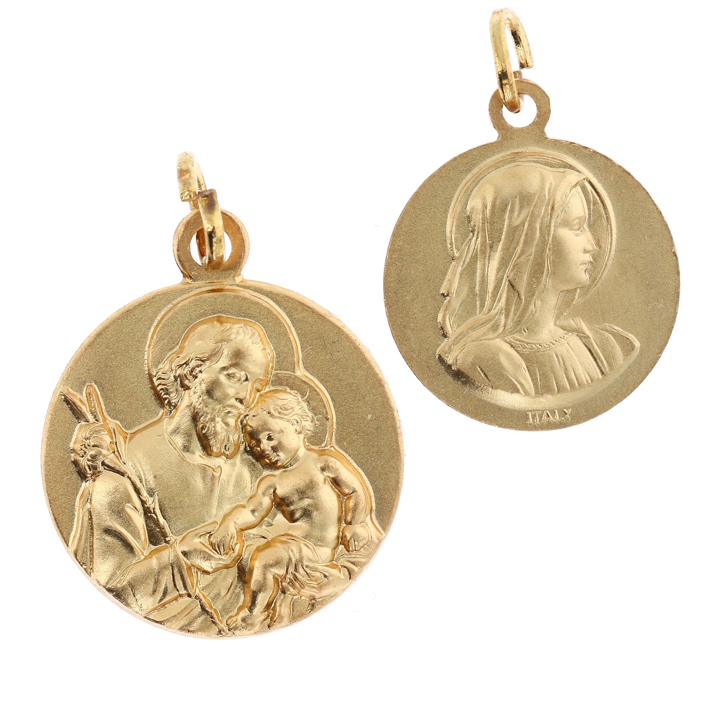 Medaglia San Giuseppe, in ottone dorato. Diametro 1,8 cm