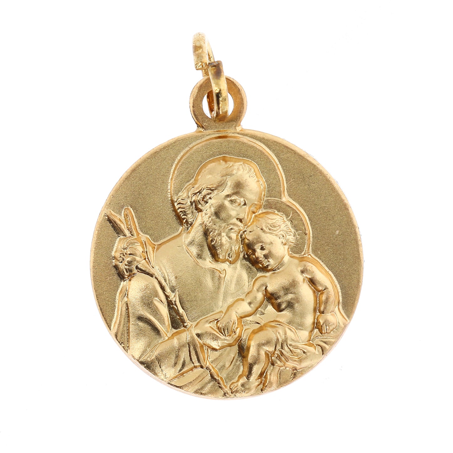 Medaglia San Giuseppe, in ottone dorato. Diametro 1,8 cm
