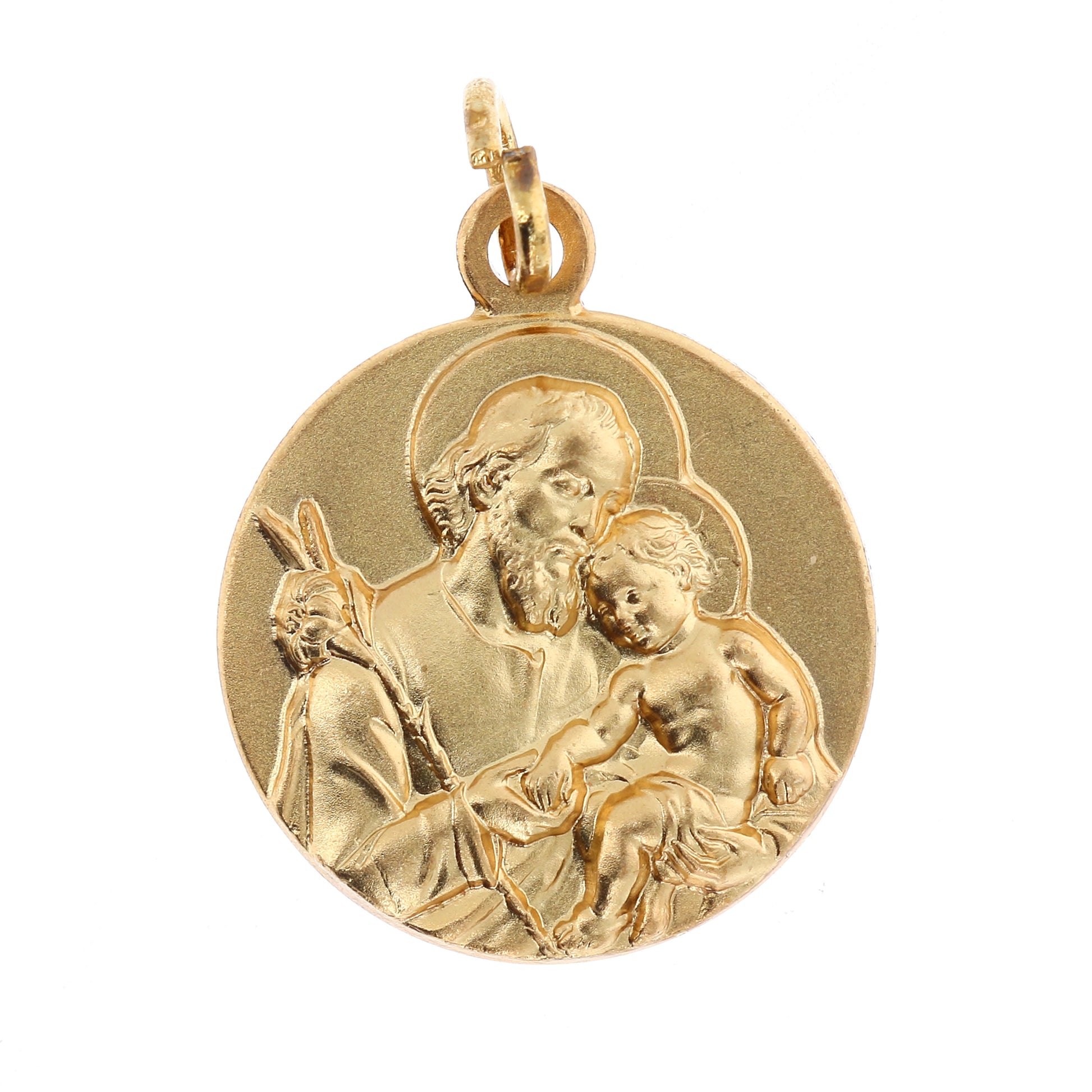 Medaglia San Giuseppe, in ottone dorato. Diametro 1,8 cm
