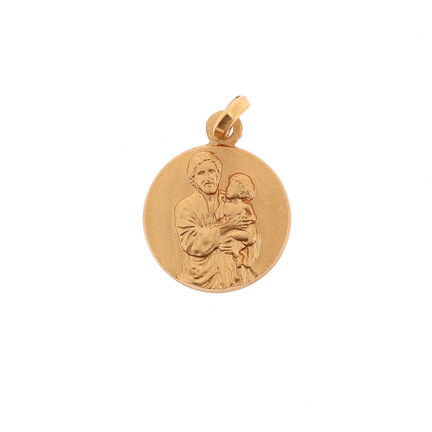 Medaglia San Giuseppe in argento 925 bagnato oro. Diametro 1,4 cm