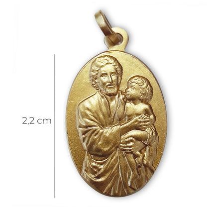 Medaglia San Giuseppe in argento 925 bagnato oro. Altezza 2,2 cm