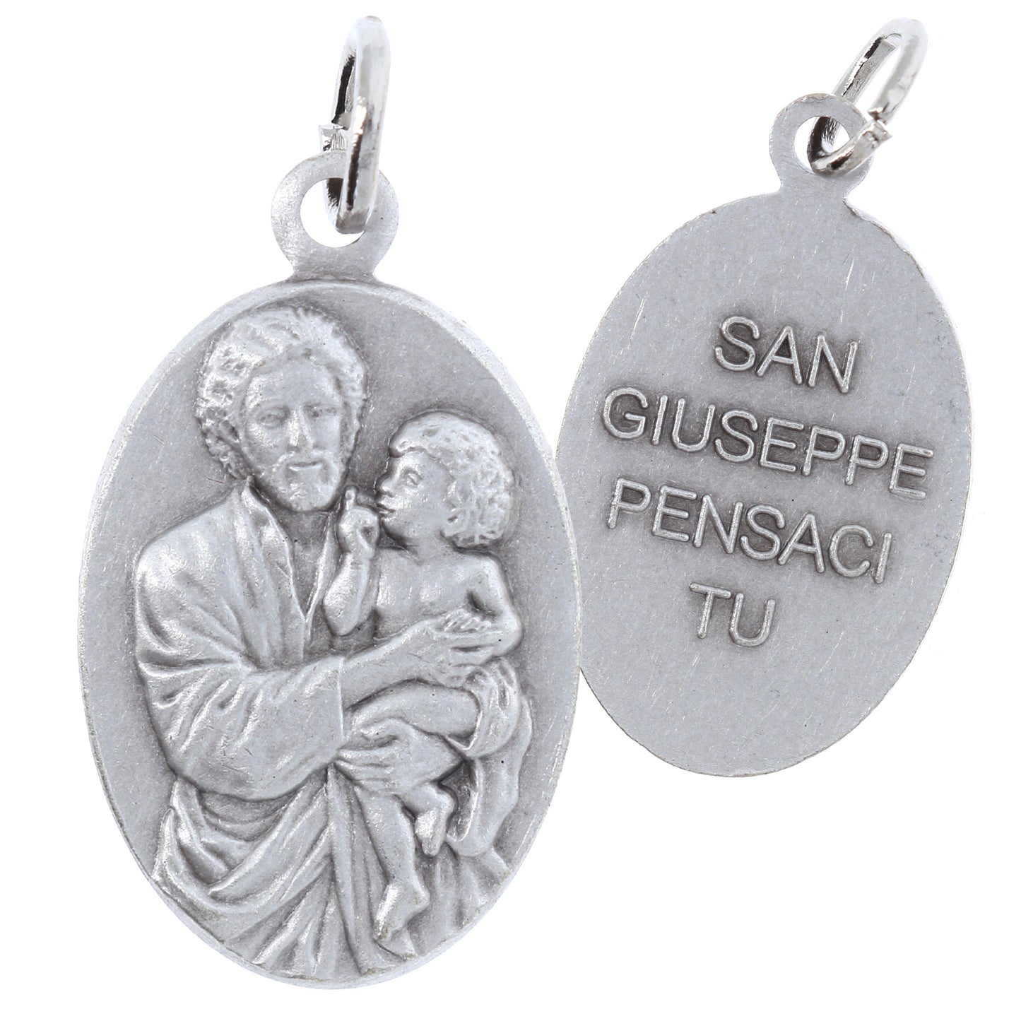 Medaglia San Giuseppe ottone argentato. Altezza 2,2 cm