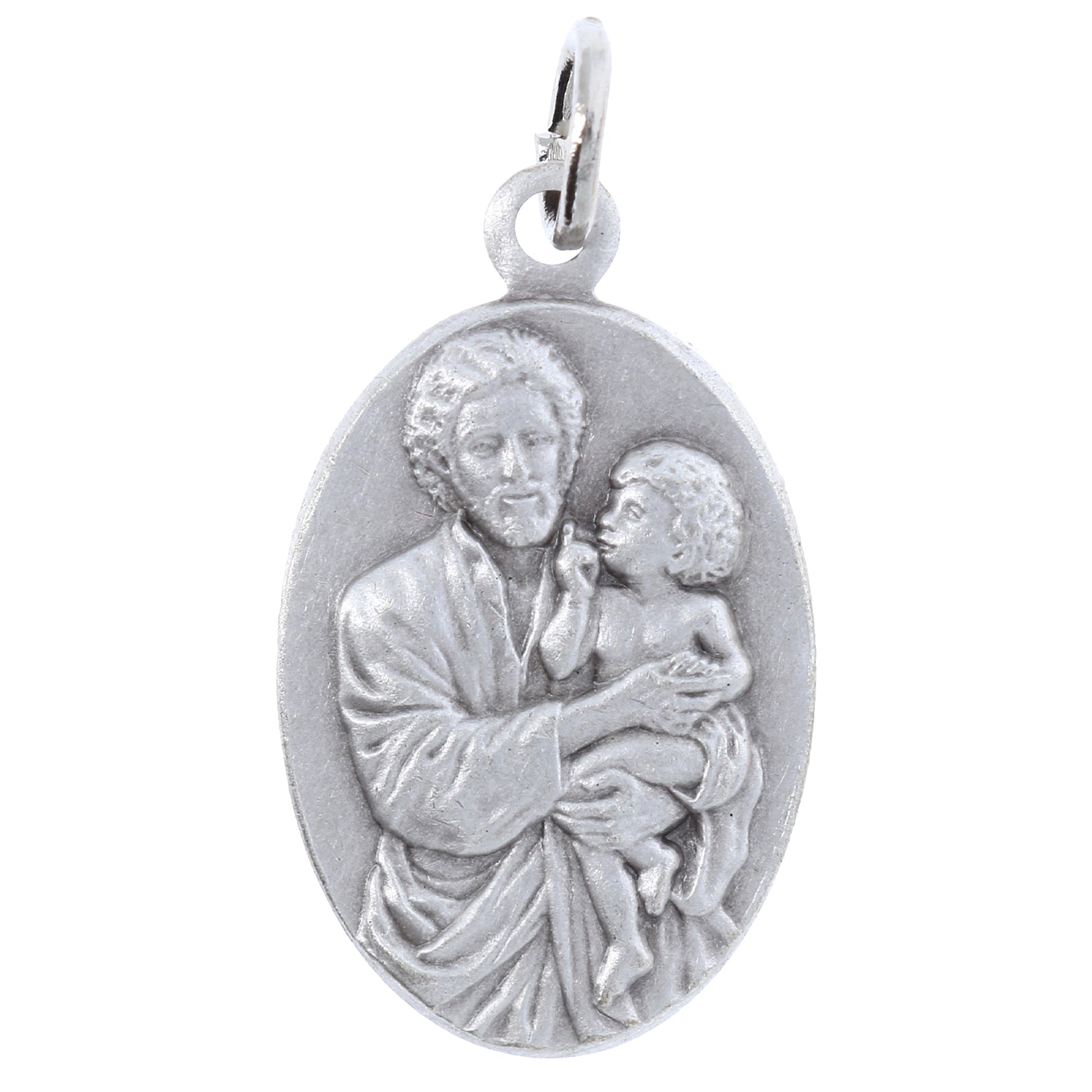 Medaglia San Giuseppe ottone argentato. Altezza 2,2 cm