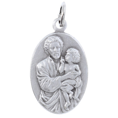 Medaglia San Giuseppe ottone argentato. Altezza 2,2 cm