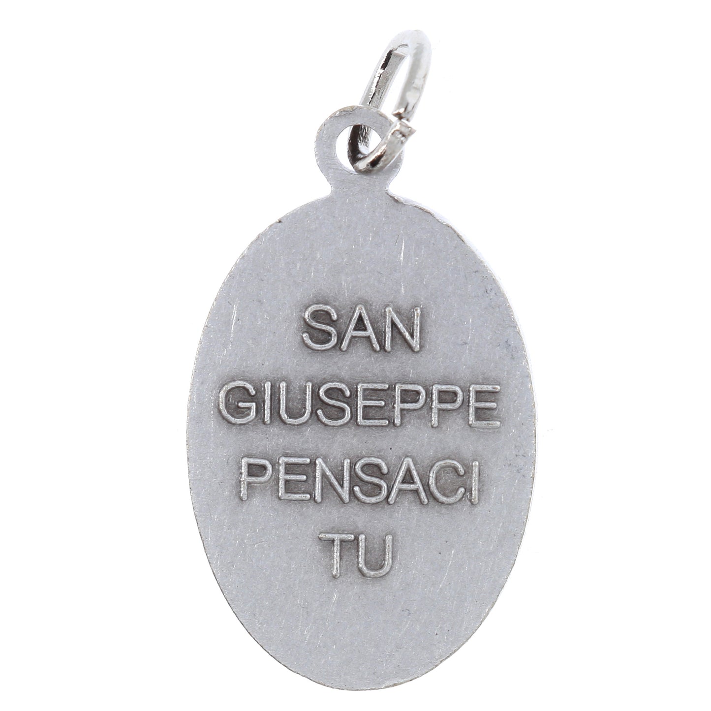 Medaglia San Giuseppe ottone argentato. Altezza 2,2 cm