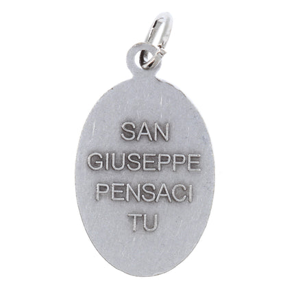 Medaglia San Giuseppe ottone argentato. Altezza 2,2 cm