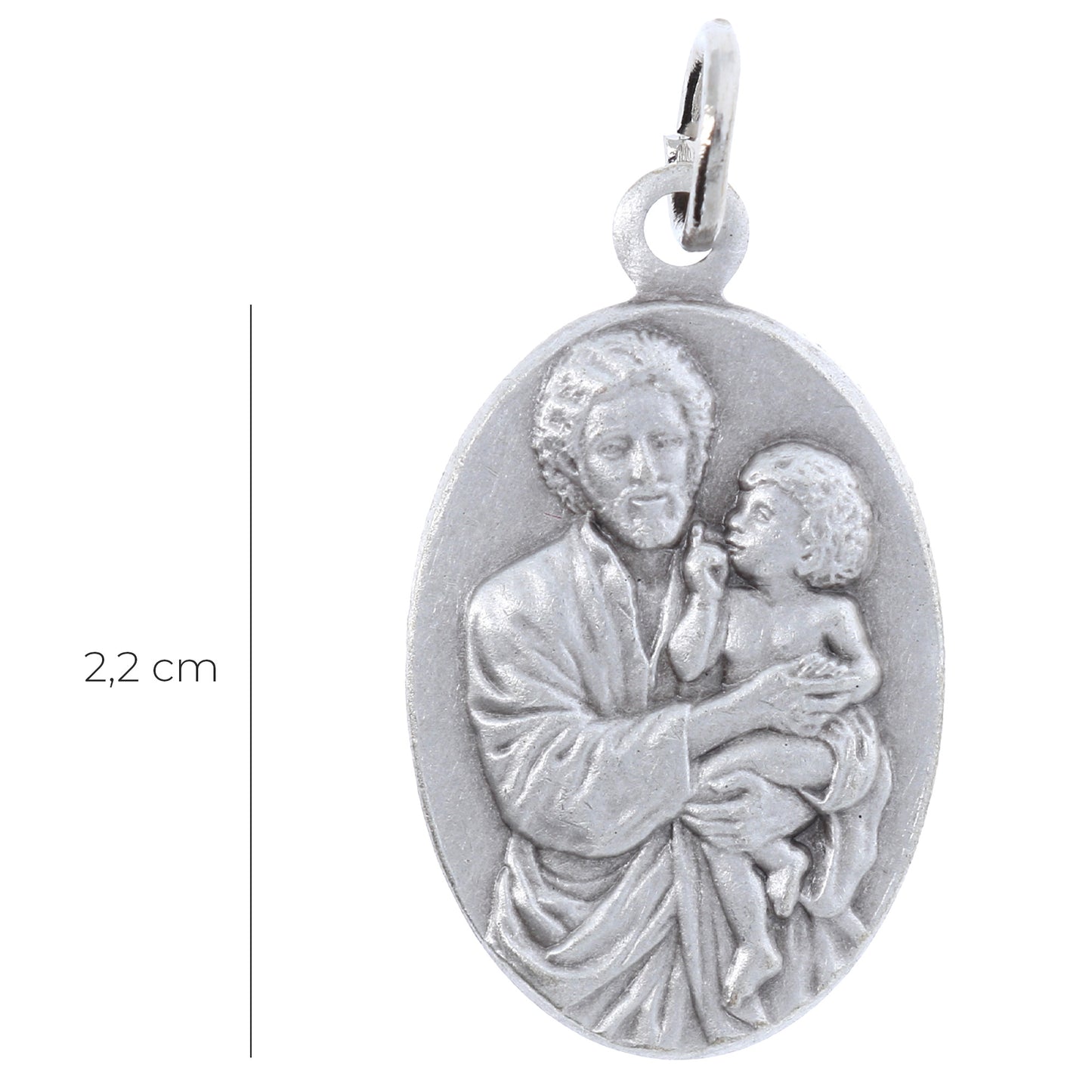 Medaglia San Giuseppe ottone argentato. Altezza 2,2 cm