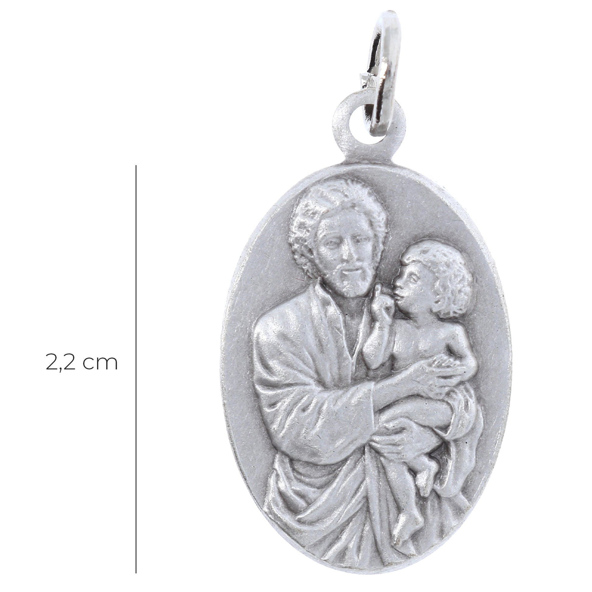 Medaglia San Giuseppe ottone argentato. Altezza 2,2 cm