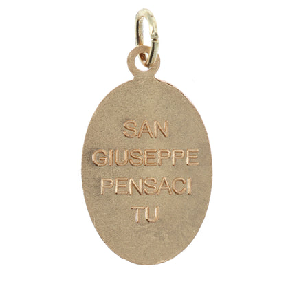 Medaglia San Giuseppe ottone dorato. Altezza 2,2 cm