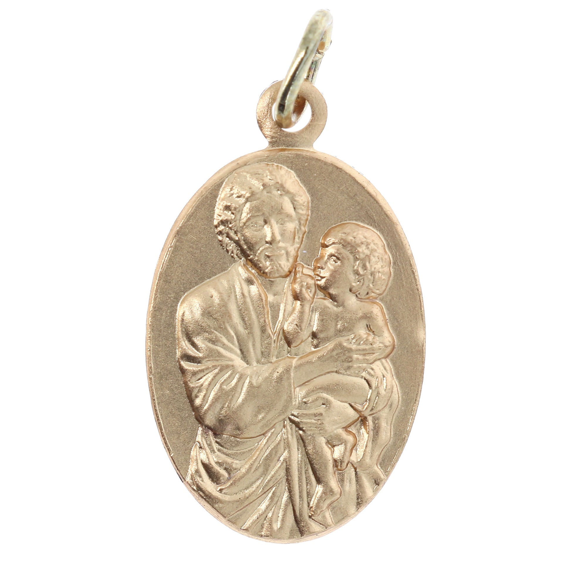 Medaglia San Giuseppe ottone dorato. Altezza 2,2 cm