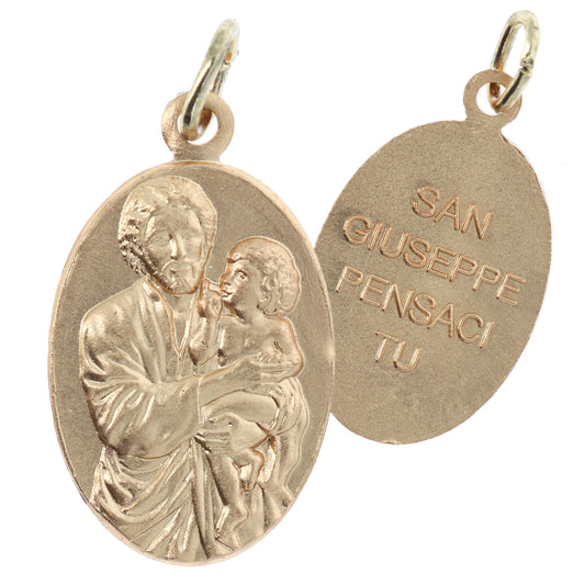 Medaglia San Giuseppe ottone dorato. Altezza 2,2 cm