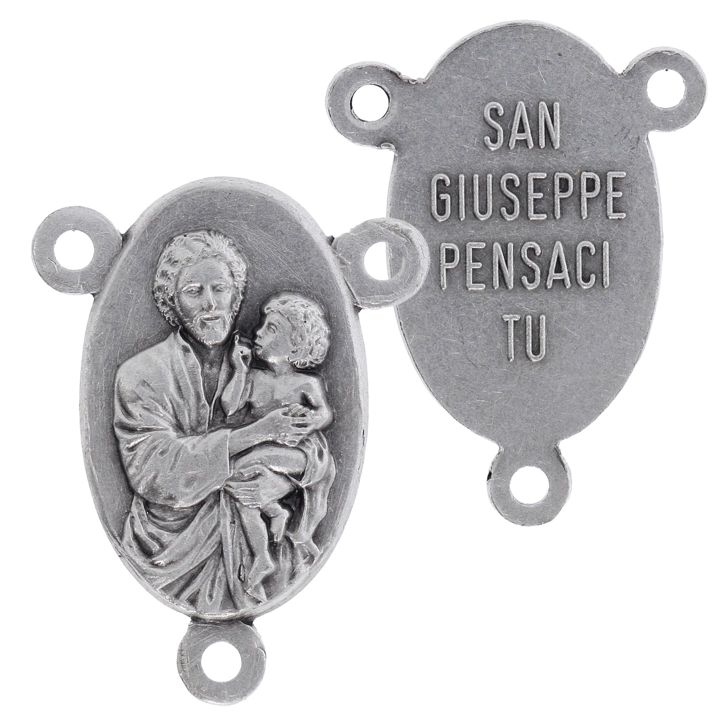 Crociera san Giuseppe in ottone argentato. Altezza 2,2 cm