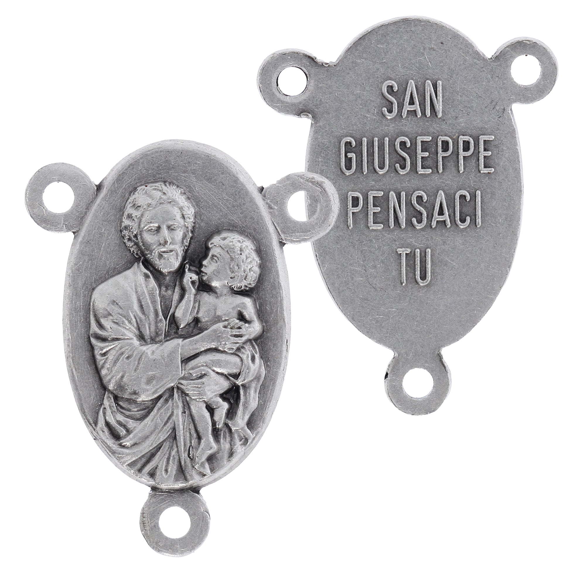 Crociera san Giuseppe in ottone argentato. Altezza 2,2 cm