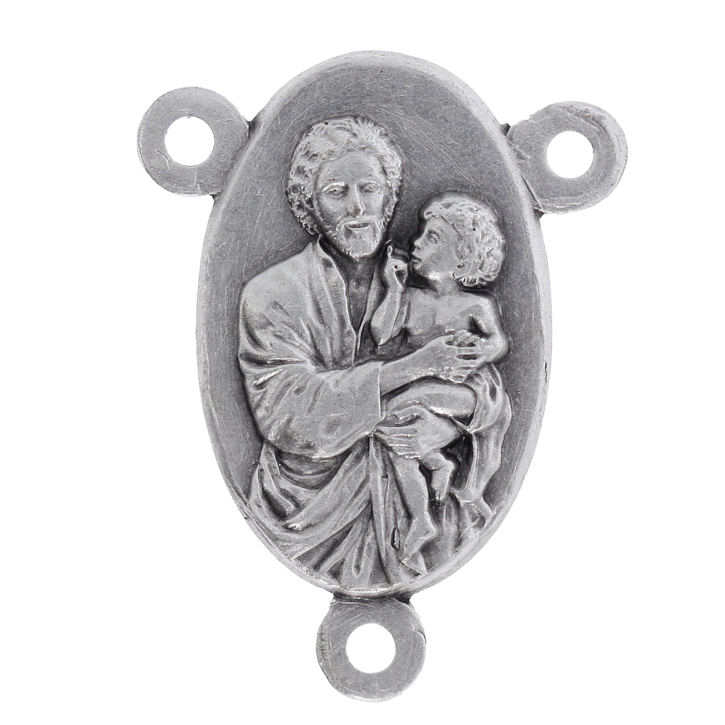 Crociera san Giuseppe in ottone argentato. Altezza 2,2 cm