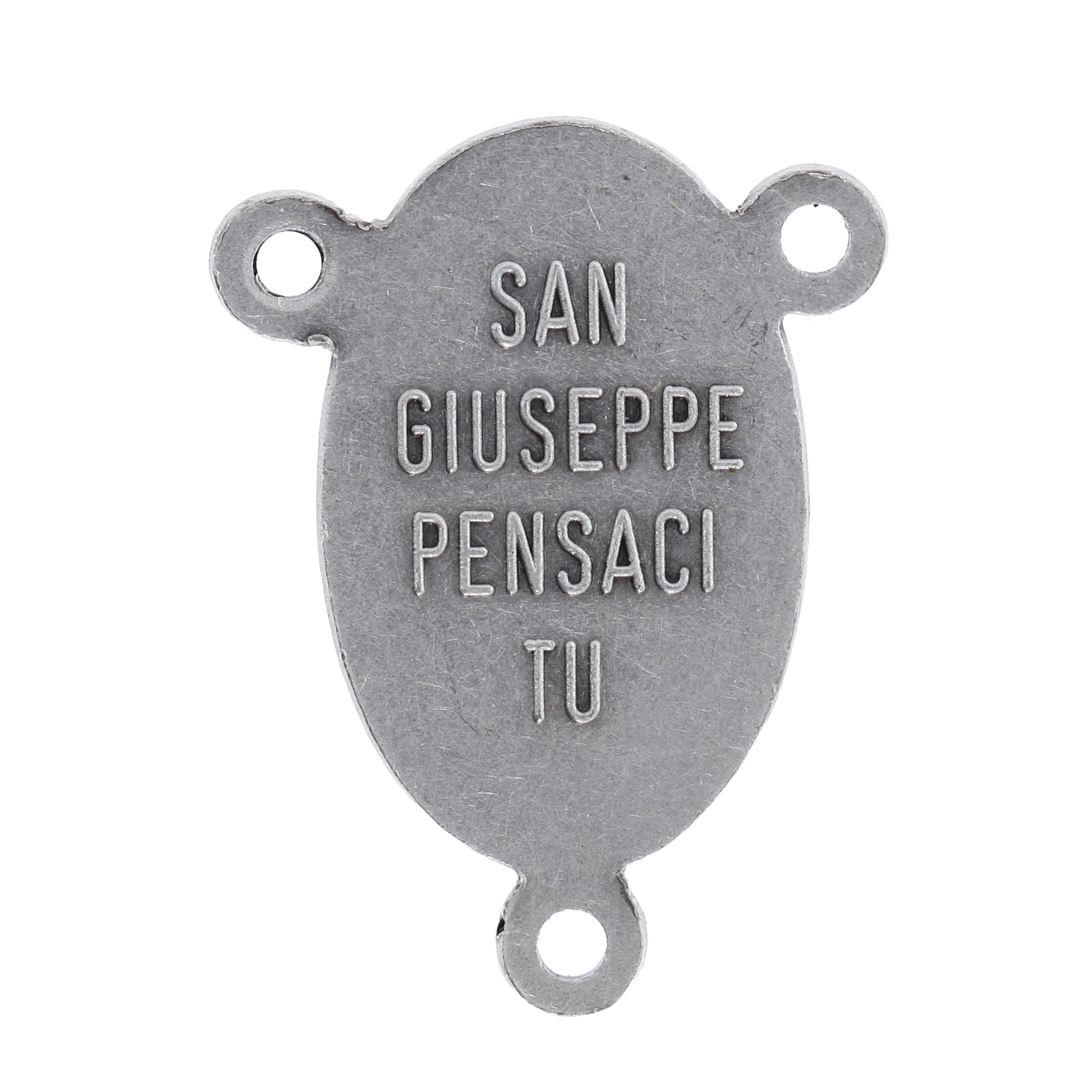 Crociera san Giuseppe in ottone argentato. Altezza 2,2 cm