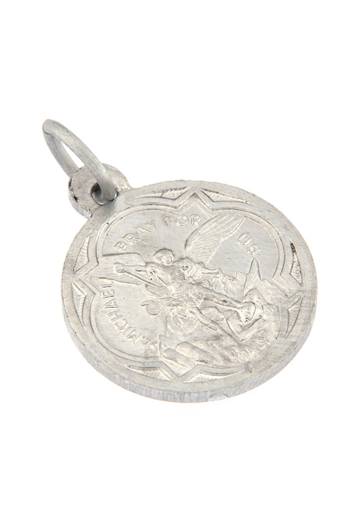 Medaglia san Michele arcangelo in alluminio. Diametro 1,8 cm