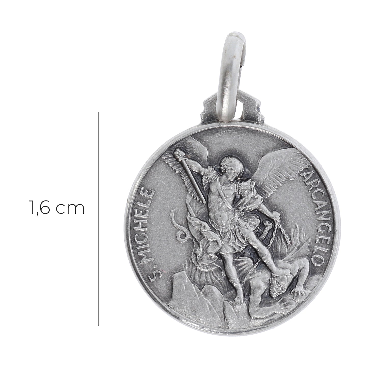 Medaglia San Michele Arcangelo, argento 925. Diametro 1,6 cm