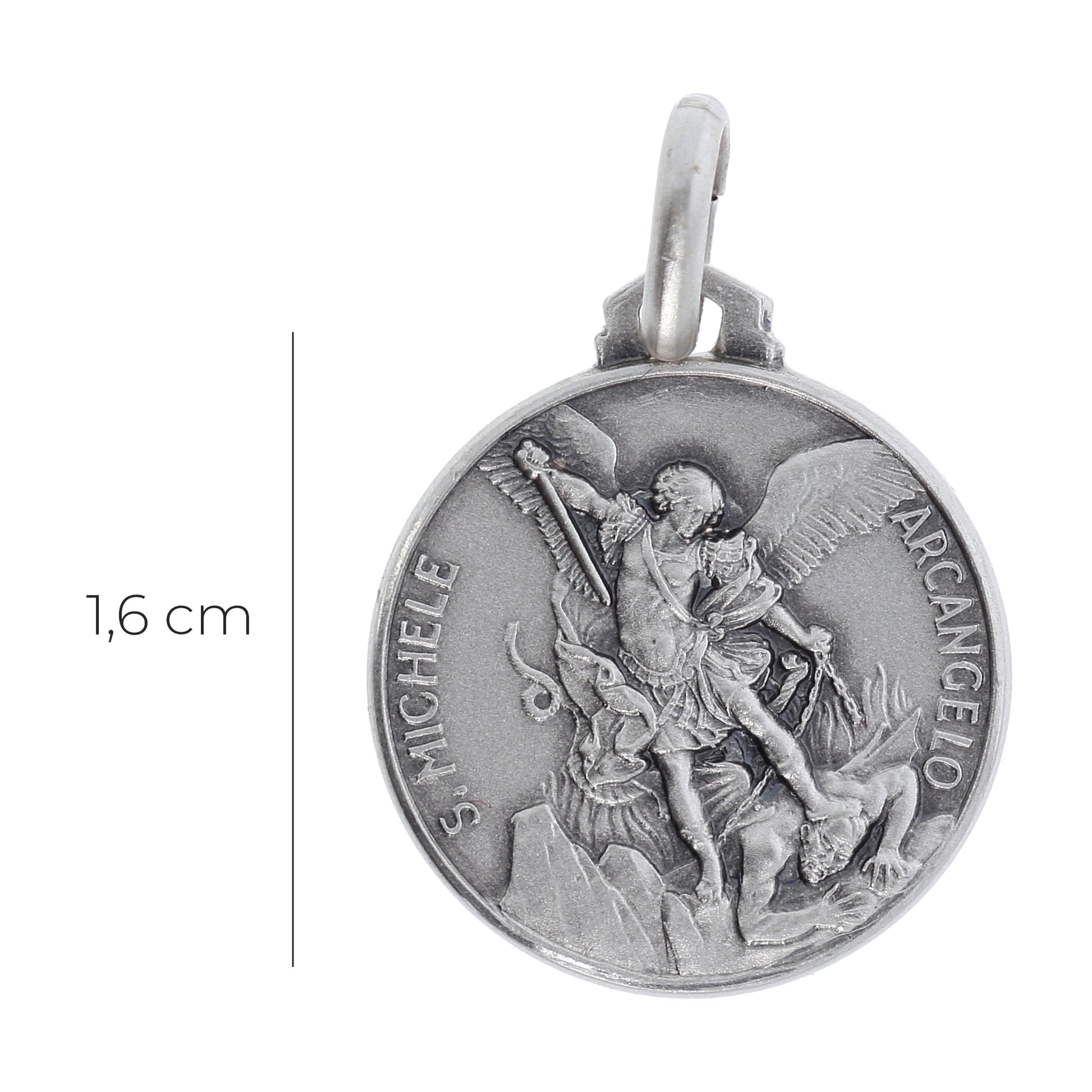 Medaglia San Michele Arcangelo, argento 925. Diametro 1,6 cm