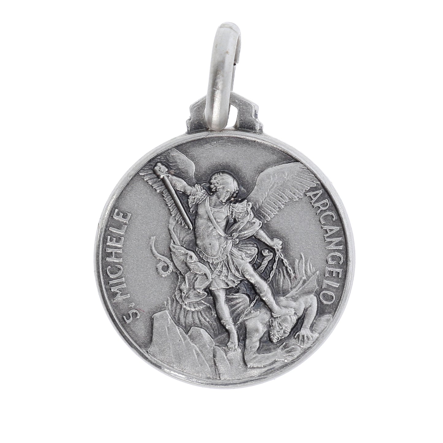Medaglia San Michele Arcangelo, argento 925. Diametro 1,6 cm