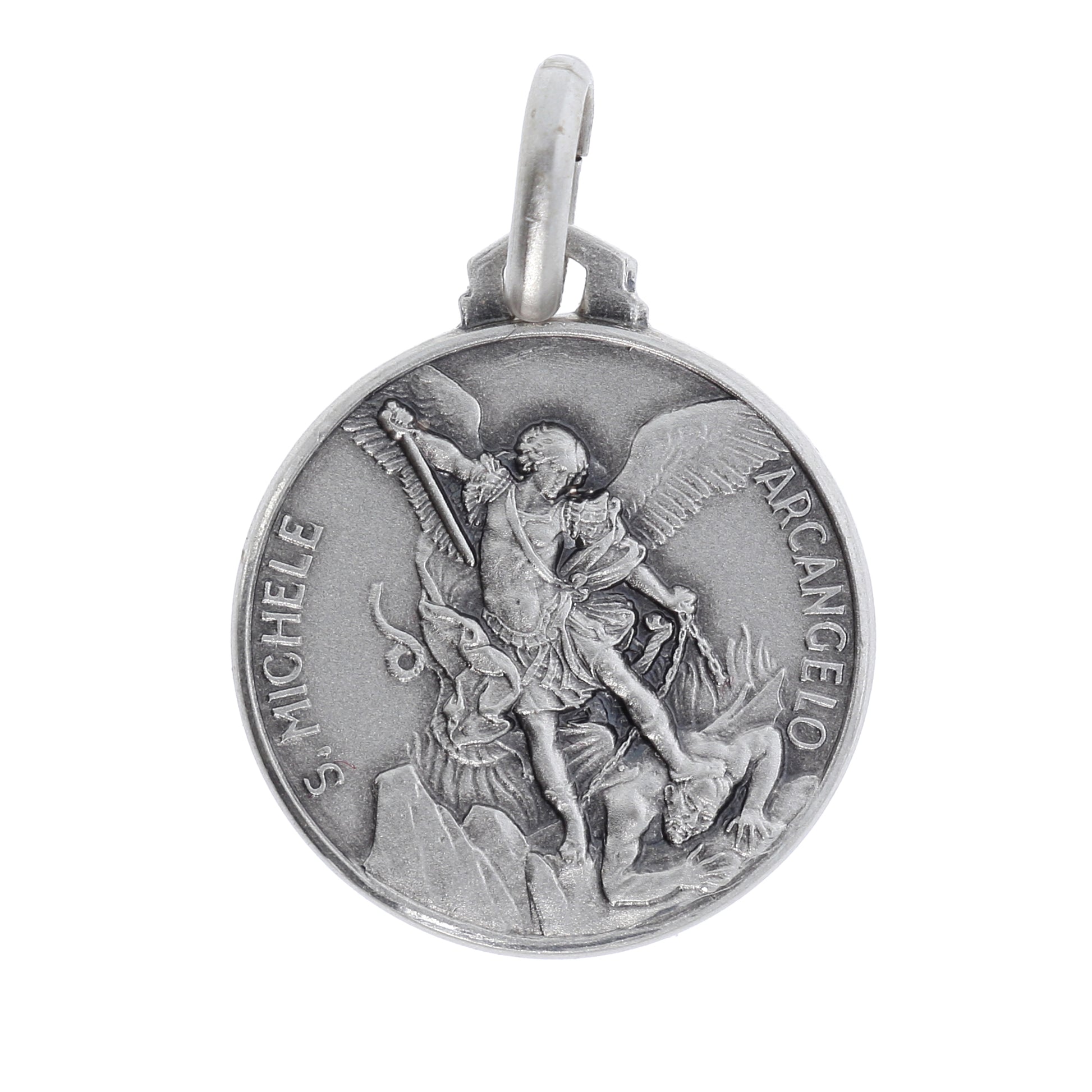 Medaglia San Michele Arcangelo, argento 925. Diametro 1,6 cm