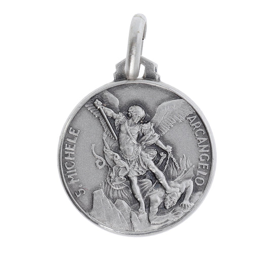 Medaglia San Michele Arcangelo, argento 925. Diametro 1,6 cm