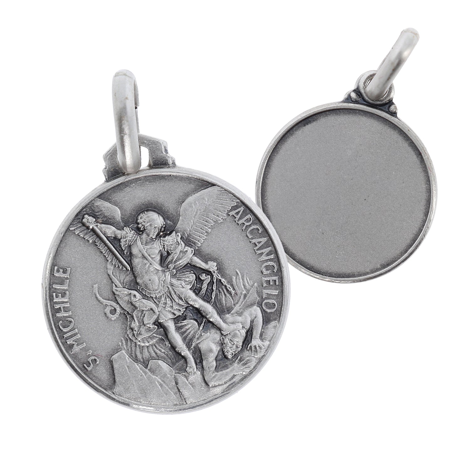 Medaglia San Michele Arcangelo, argento 925. Diametro 1,6 cm