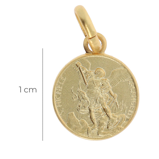 Medaglia san Michele arcangelo in argento 925 bagnata oro. Diametro 1 cm