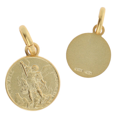 Medaglia san Michele arcangelo in argento 925 bagnata oro. Diametro 1 cm