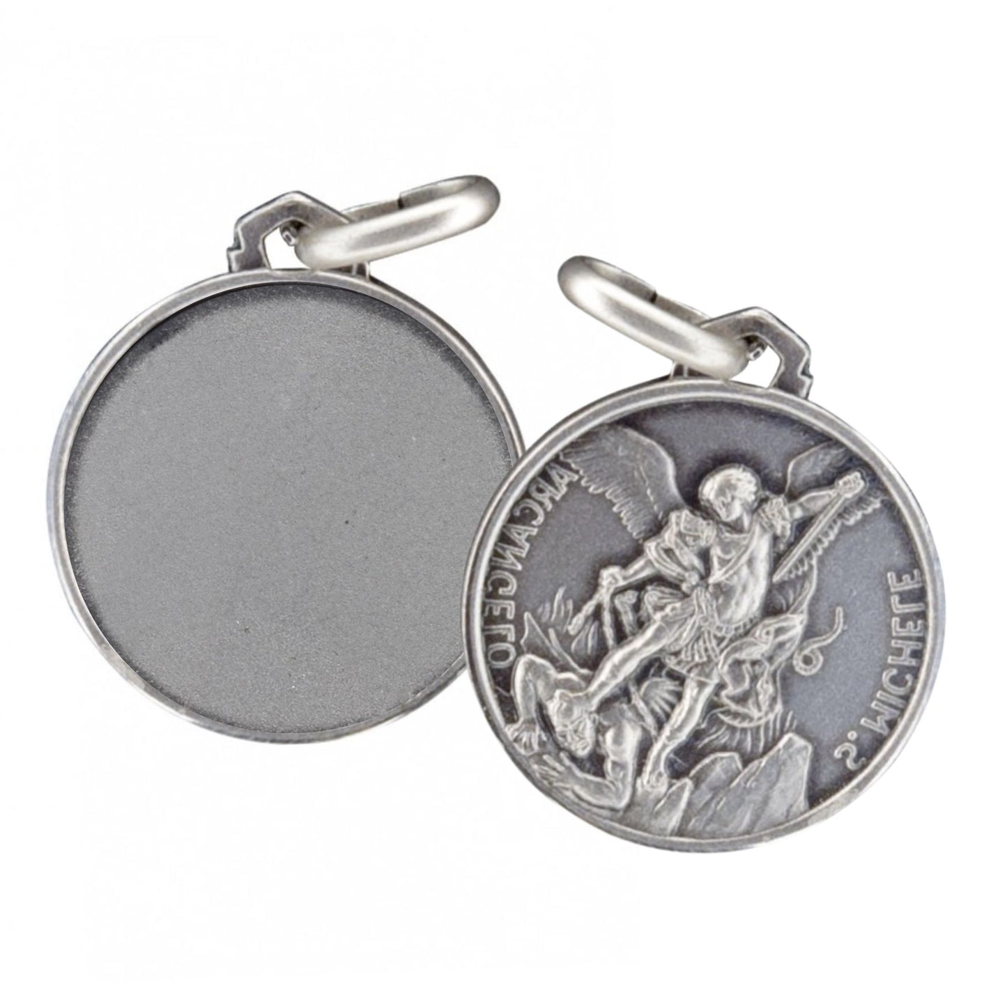 Medaglia san Michele in argento 925. Diametro 1 cm