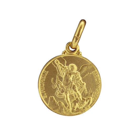 Medaglia san Michele in argento 925 bagnata oro. Diametro 1,4 cm