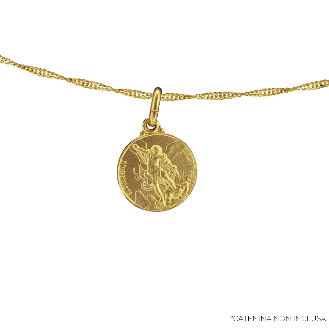 Medaglia san Michele in argento 925 bagnata oro. Diametro 1,4 cm