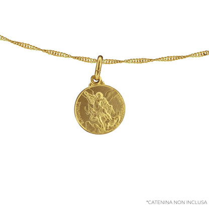 Medaglia san Michele in argento 925 bagnata oro. Diametro 1,4 cm