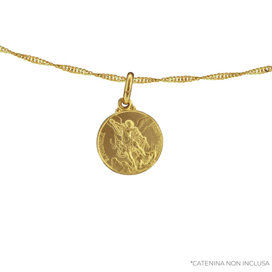 Medaglia san Michele in argento 925 bagnata oro. Diametro 1,4 cm