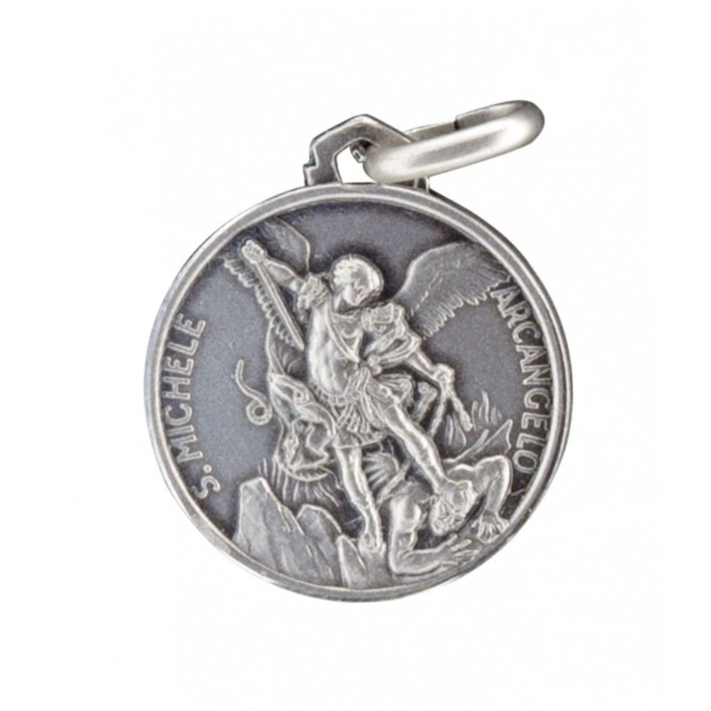 Medaglia san Michele in argento 925. Diametro 1,4 cm