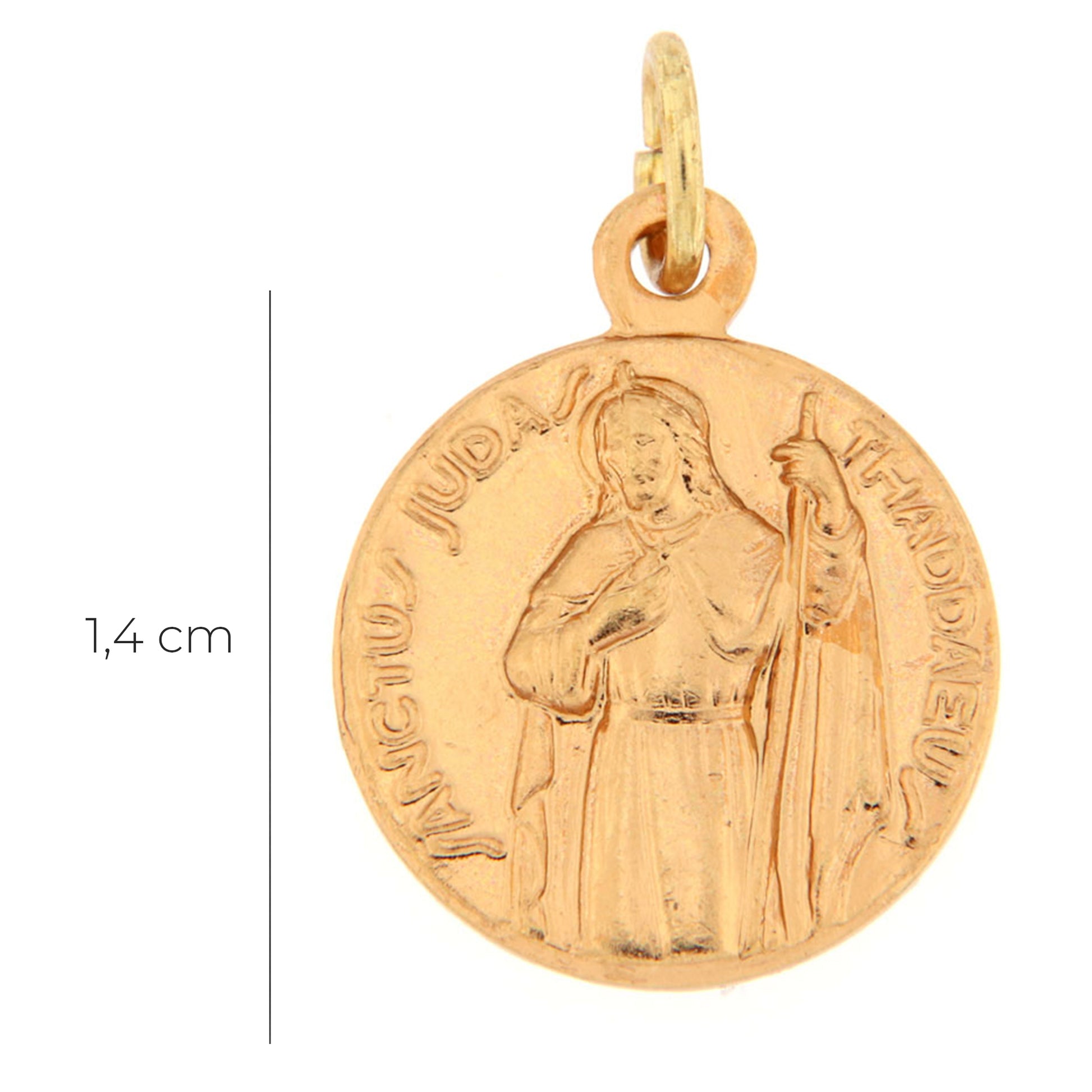 Medaglia san Giuda Taddeo in ottone dorato. Diametro 1,4 cm