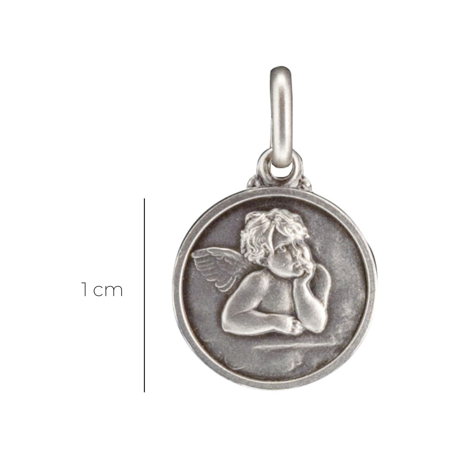 Medaglia Angelo in argento 925. Diametro 1 cm