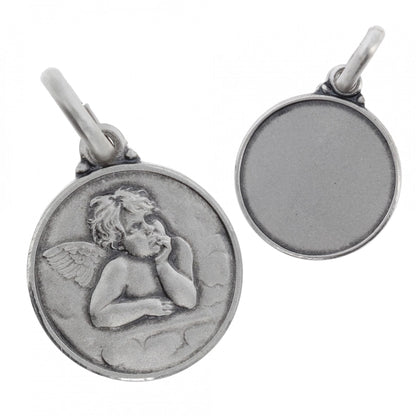 Medaglia Angelo in argento 925. Diametro 1 cm