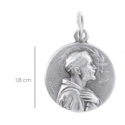 Medaglia san Francesco in ottone argentato. Diametro 1,8 cm