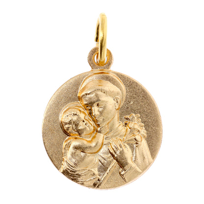 Medaglia san Francesco e sant'Antonio in ottone dorato 1,8 cm