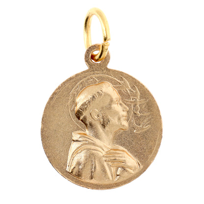 Medaglia san Francesco e sant'Antonio in ottone dorato 1,8 cm