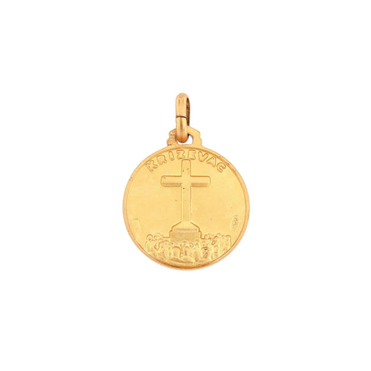 Medaglia Medjugorje in argento 925 bagnata oro. Diametro  1,4 cm