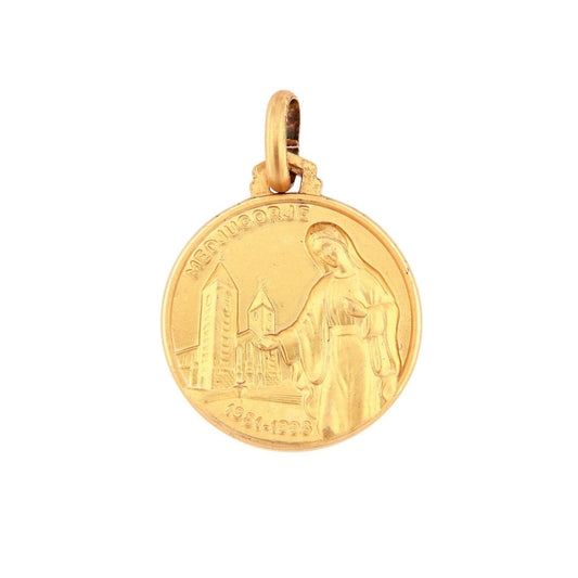 Medaglia Medjugorje in argento 925 bagnata oro.  Diametro  1,6 cm
