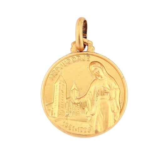 Medaglia Medjugorje in argento 925 bagnata oro.  Diametro  1,8 cm