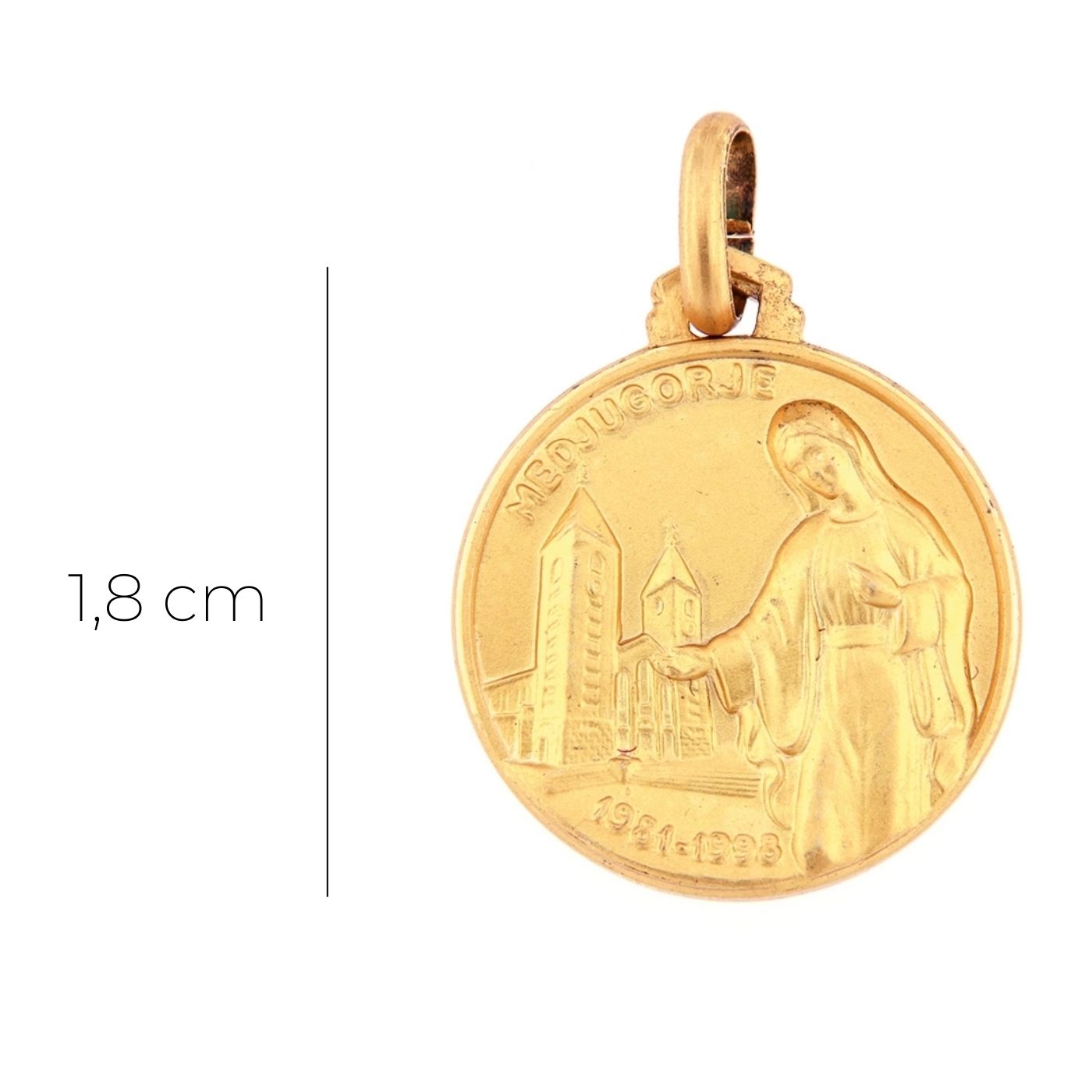 Medaglia Medjugorje in argento 925 bagnata oro.  Diametro  1,8 cm