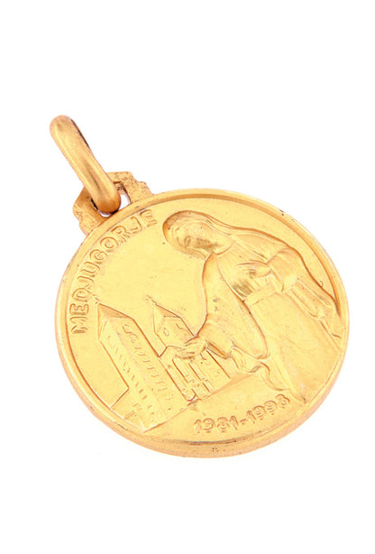 Medaglia Medjugorje in argento 925 bagnata oro.  Diametro  1,8 cm