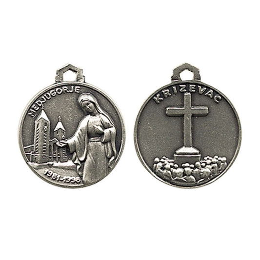 Medaglia Medjugorje in ottone. Diametro  2,1 cm