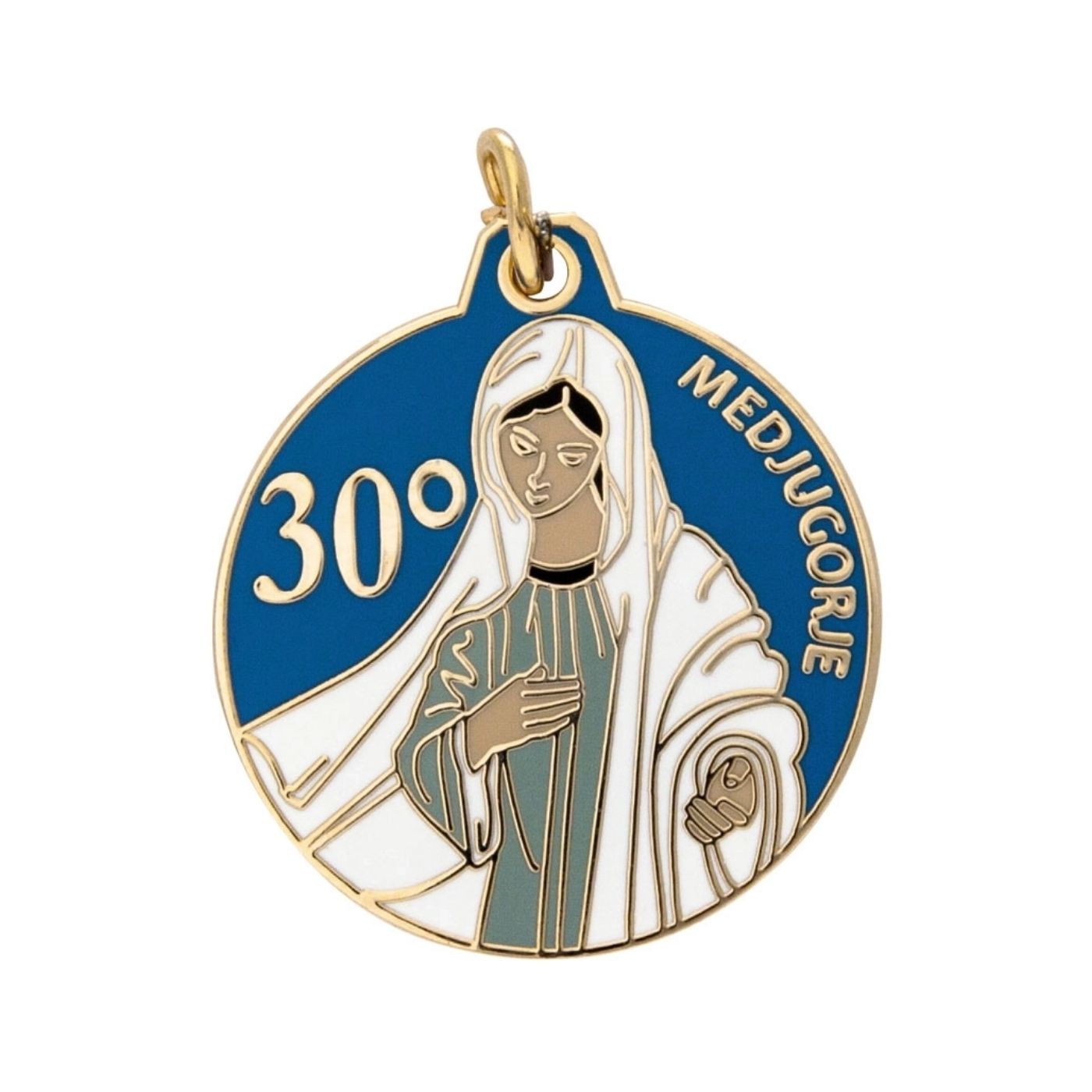 Medaglia Medjugorje, in ottone bagnata oro 24 carati. Diametro  2,2 cm