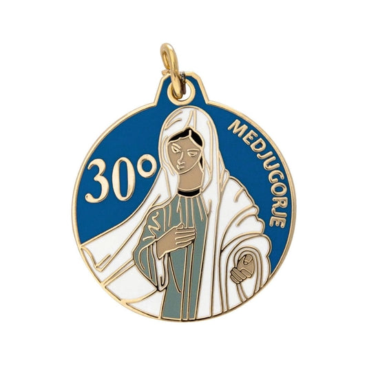 Medaglia Medjugorje, in ottone bagnata oro 24 carati. Diametro  2,2 cm